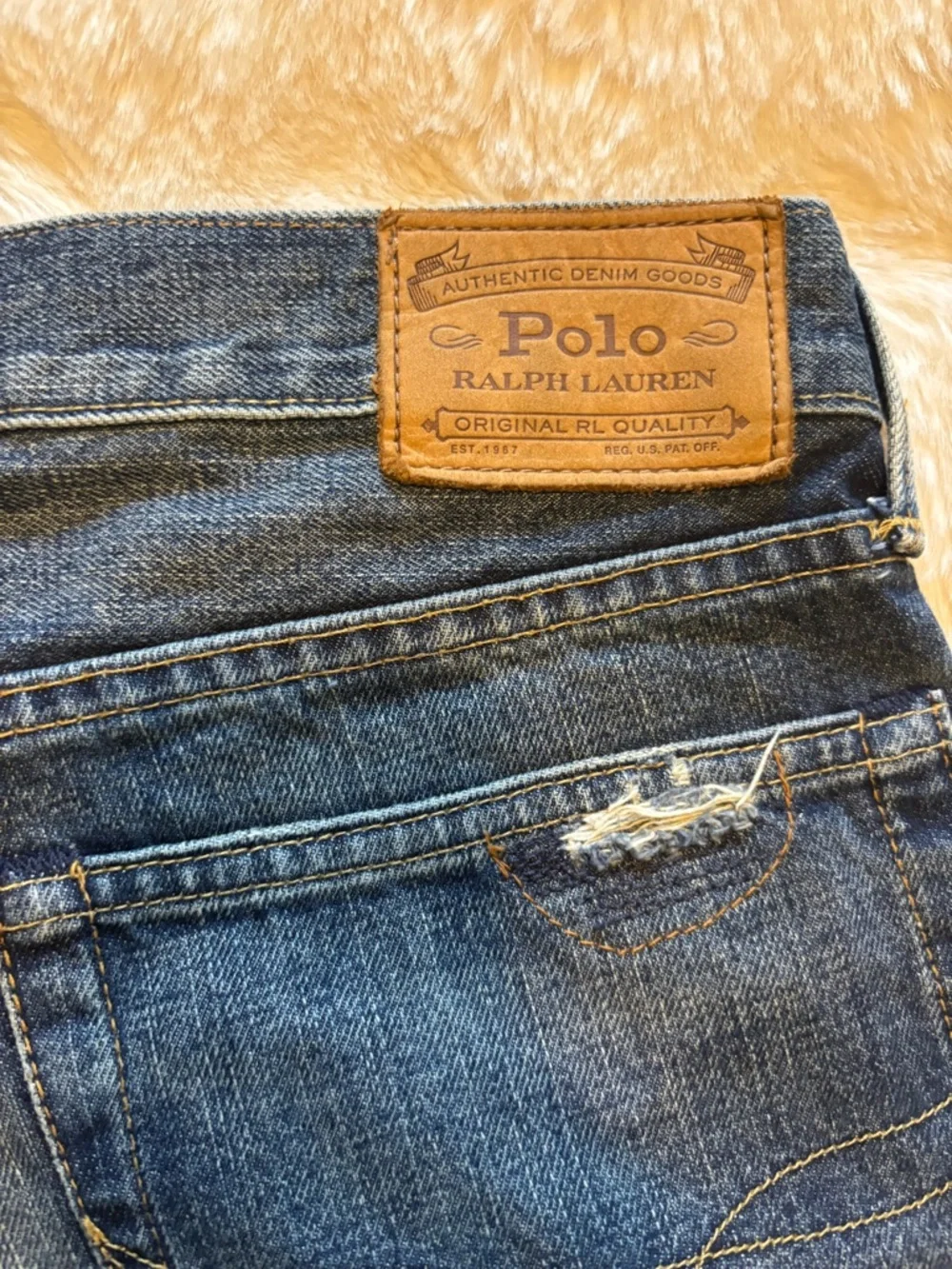 Ralph Lauren Men's Distressed Patchwork Jeans - Dark Blue - Picture 5 of 5